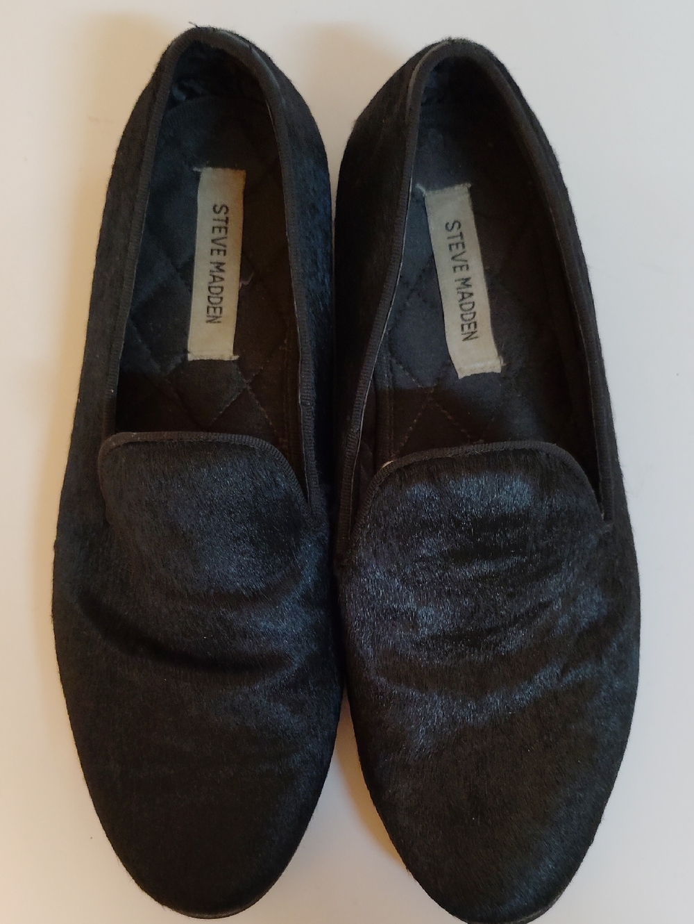 Steve Madden Black Ponyhair Loafers